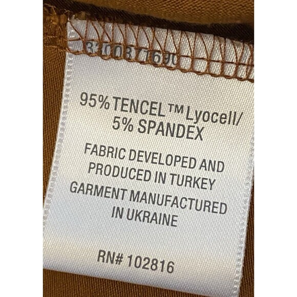 Garnet Hill Scoop Neck Trapeze Dress Orange Brown Size Medium Knee-Length Tencel - Picture 4 of 9